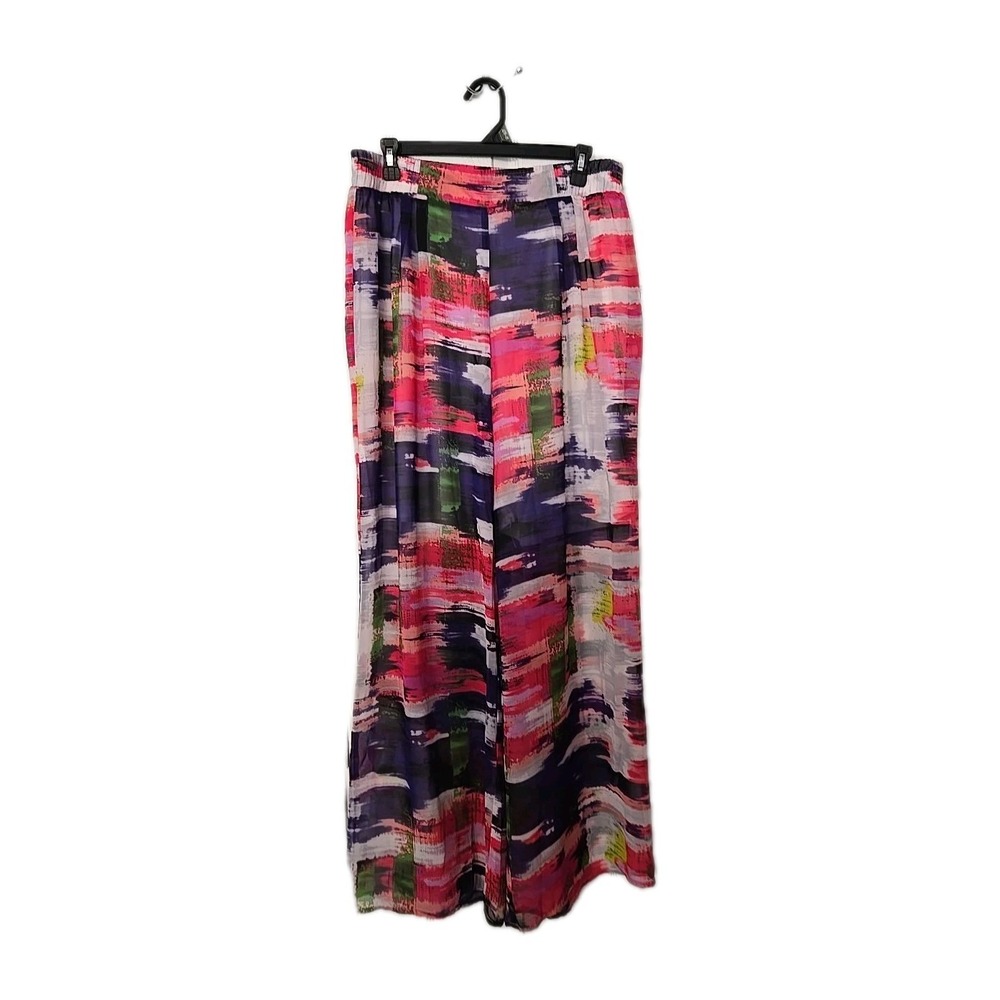 Cato Multicolor Womens 14/16W Plus Geometric Boho Palazzo Pants With Share Legs
